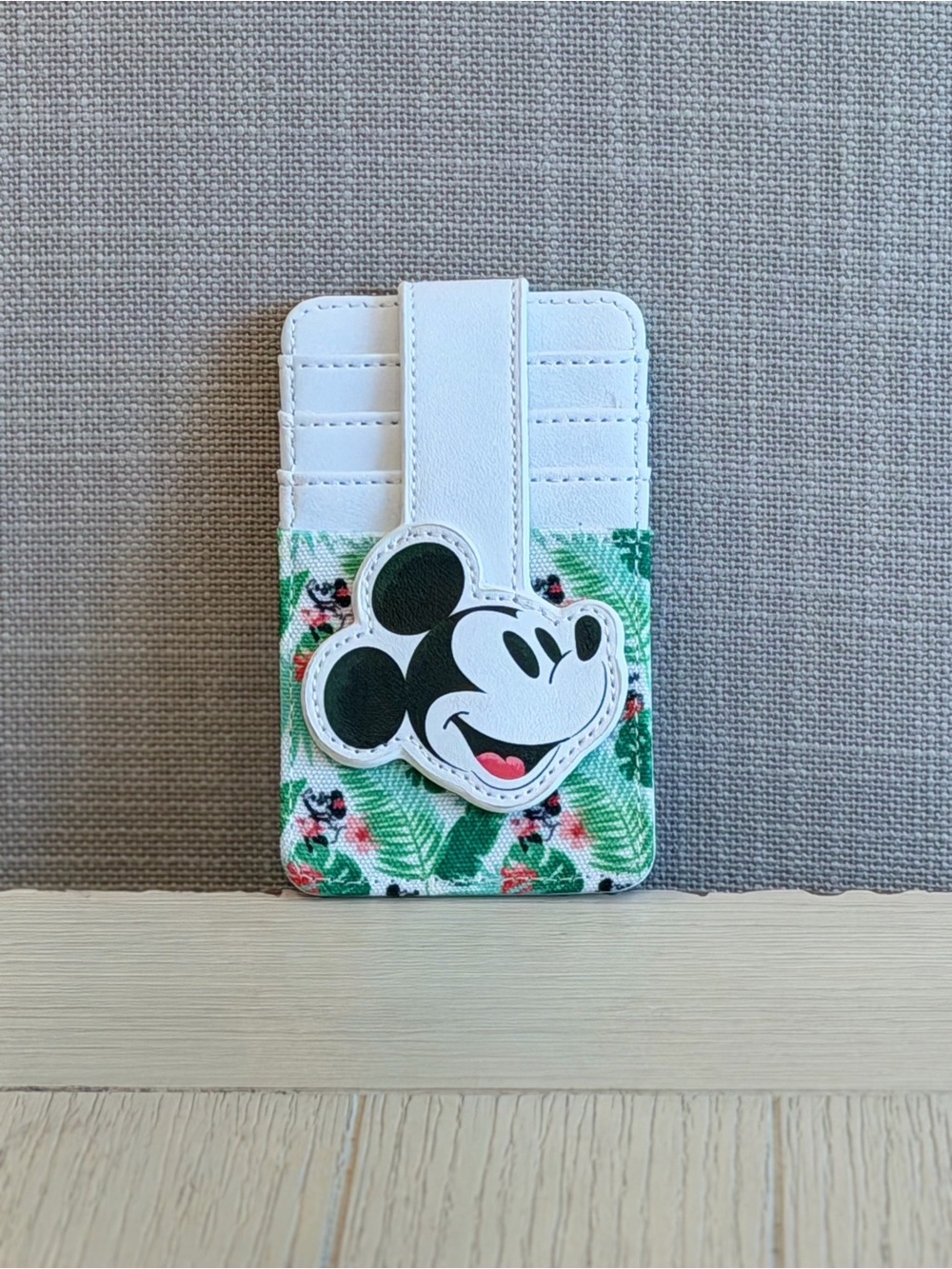 Disney White and Green Mickey Mouse Cardholder Wallet